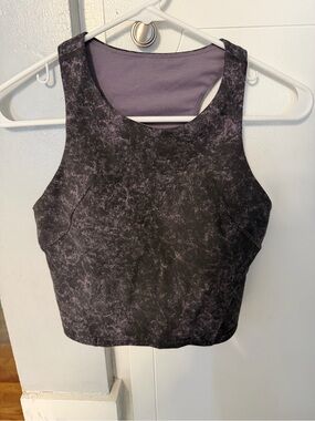 Lululemon Invigorate training Black Marble-Print Crop Tank Top